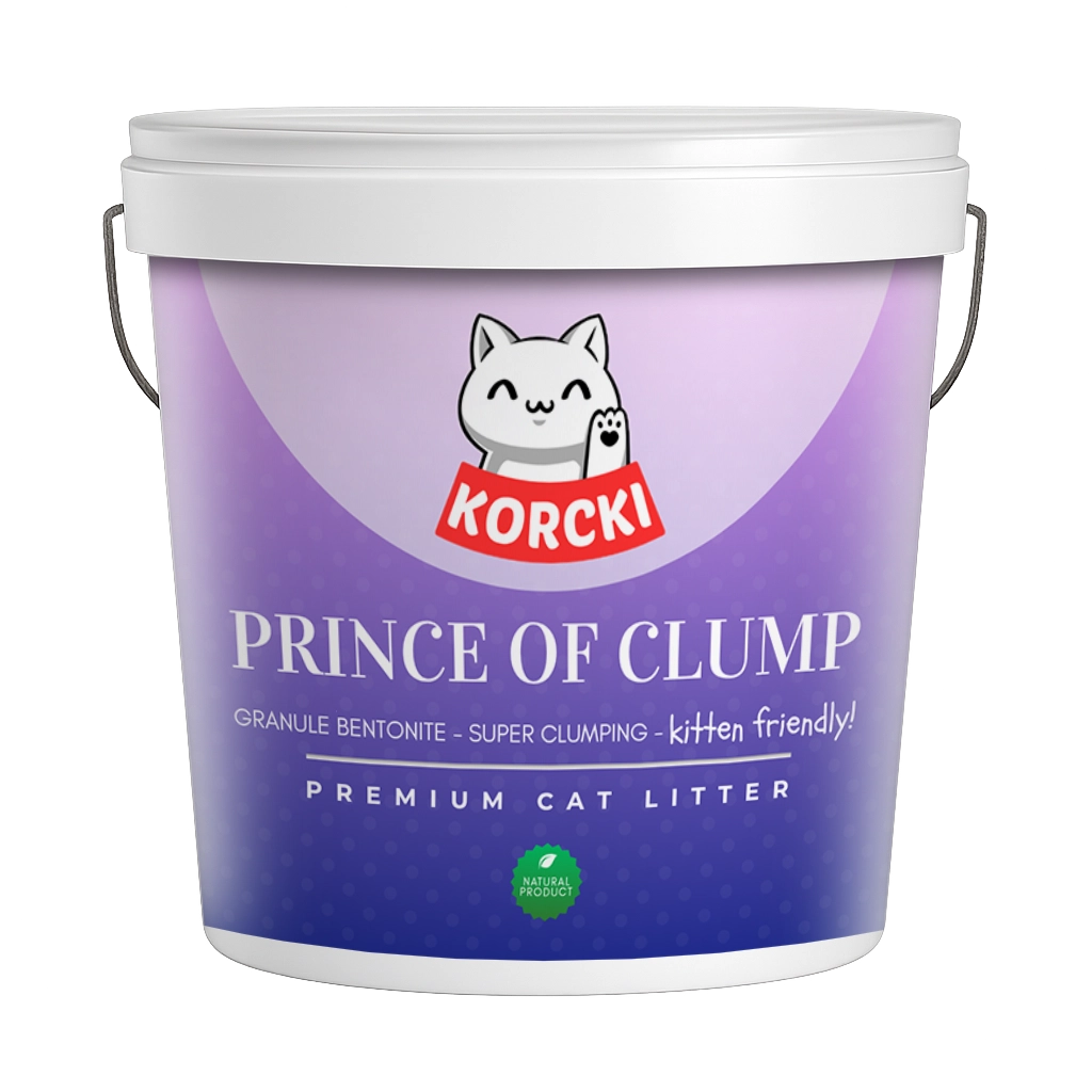 Prince of Clump super clumping cat litter for kittens with antibacterial protection and fine 1 mm granules korcki